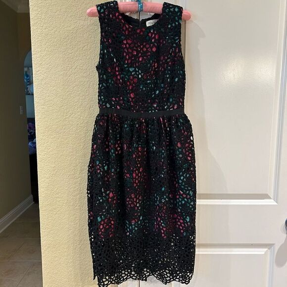Wolven‎ Anthropologie Terrace Black Lacy Noir dress size 4 - Picture 1 of 10